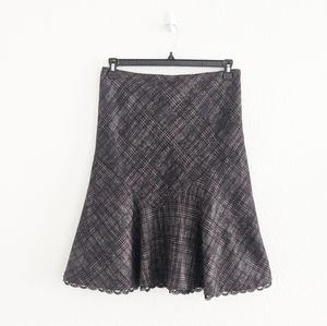 Express Plaid Wool Skirt Lace Hem